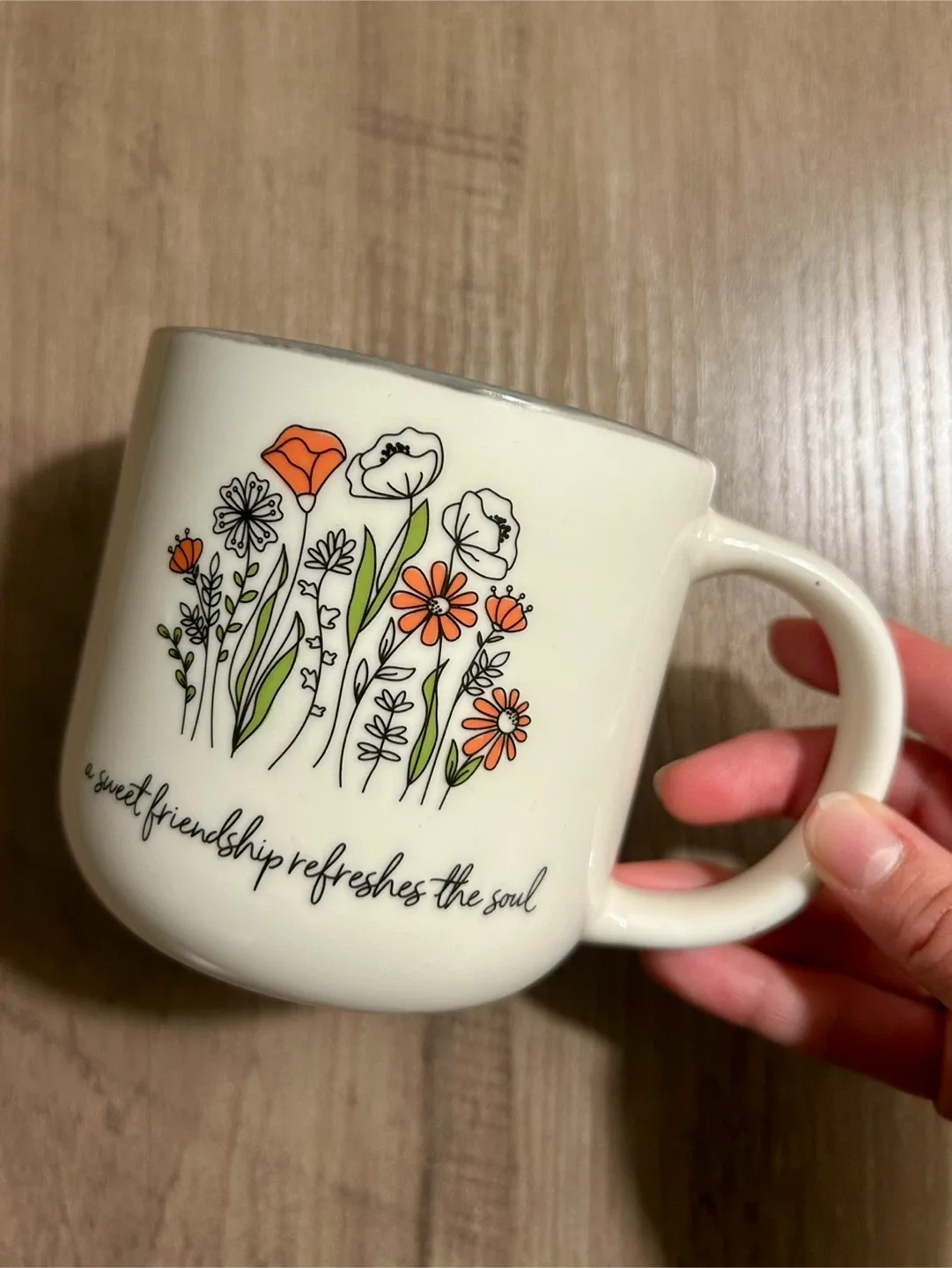 Floral Ceramic Mug - 'A sweet friendship refreshes the soul'