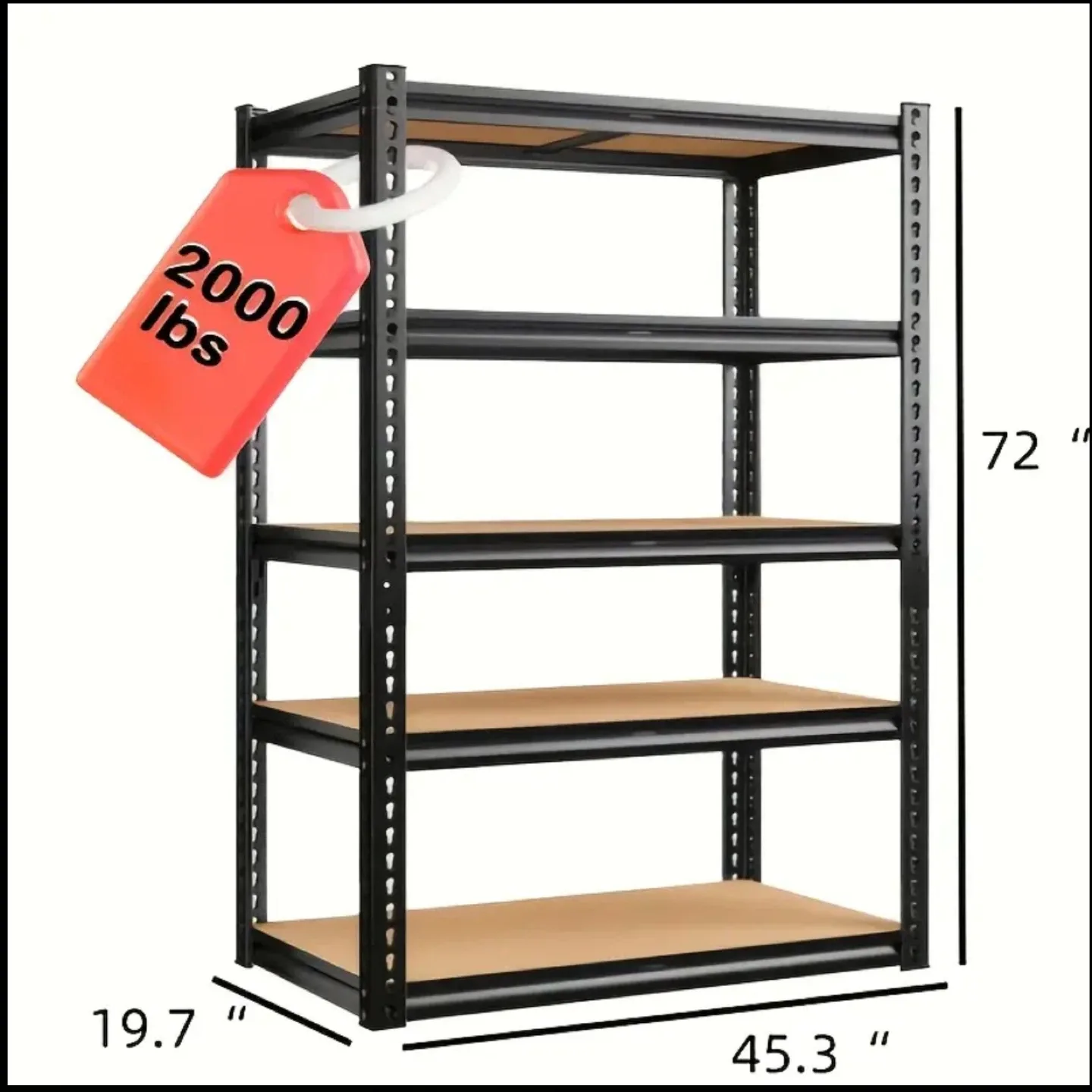 2000 lb, 72-inch, 5-T heavy-duty adjustable garage storage rack