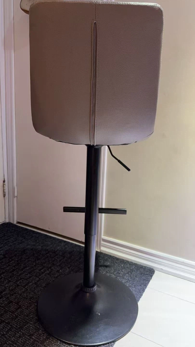 Adjustable Height Bar Stool - Grey leather - photo 2