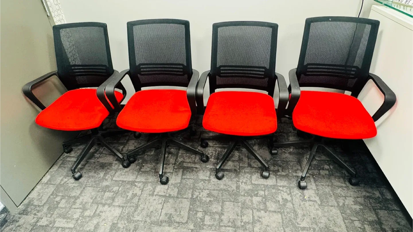 Office Chair - Black Mesh, Red Seat