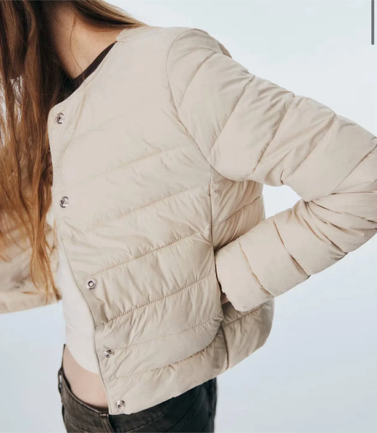 Quilted light beige jacket H&M, size XL