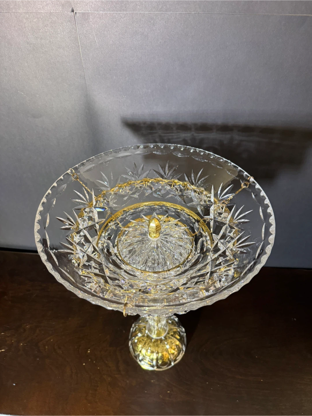 Crystal Pedestal Bowl with Gold Accents - photo 2