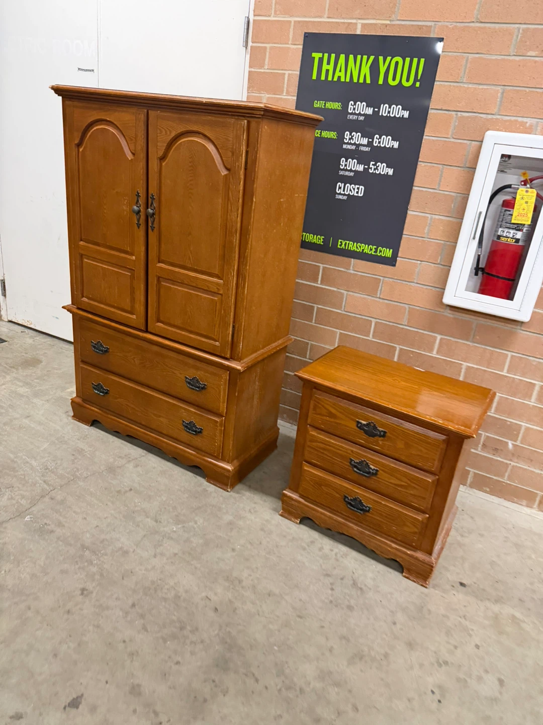 Wooden Armoire and Nightstand Set - photo 5