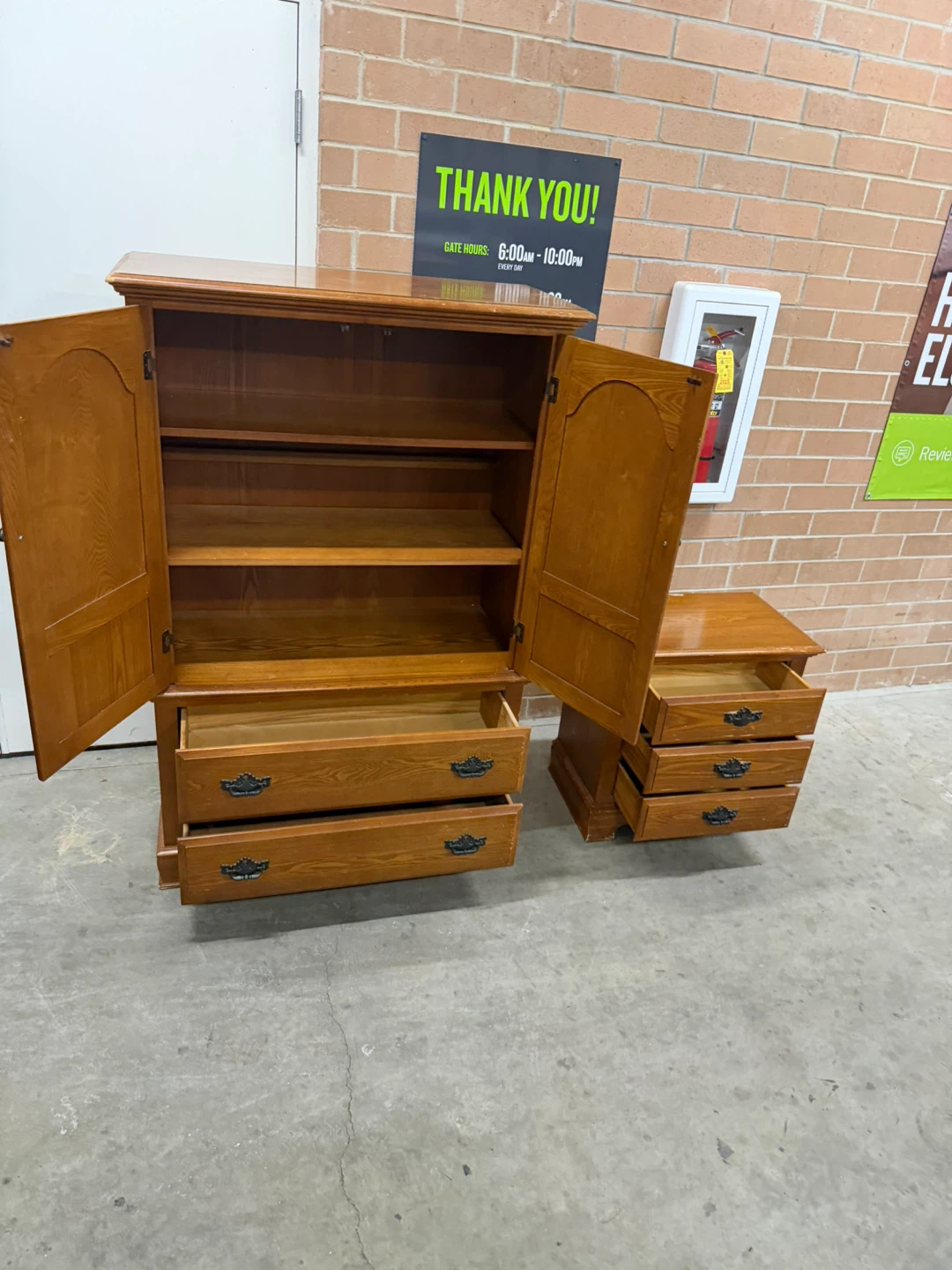 Wooden Armoire and Nightstand Set - photo 4