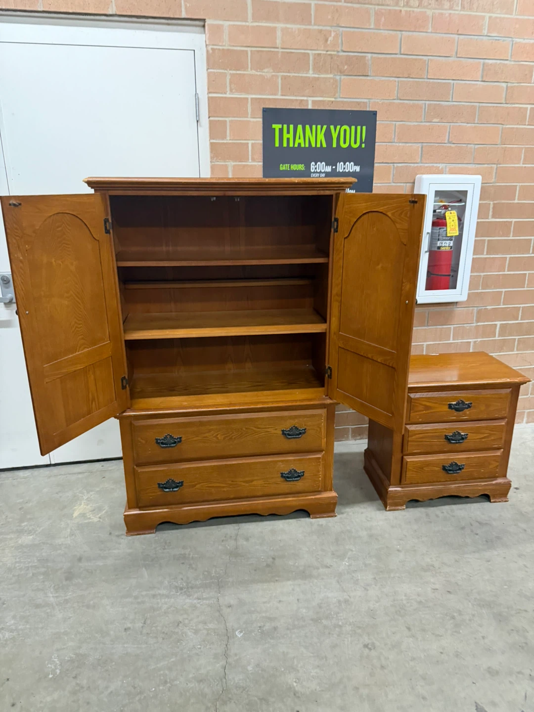 Wooden Armoire and Nightstand Set - photo 2