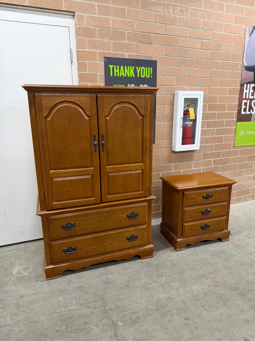 Wooden Armoire and Nightstand Set - photo 3