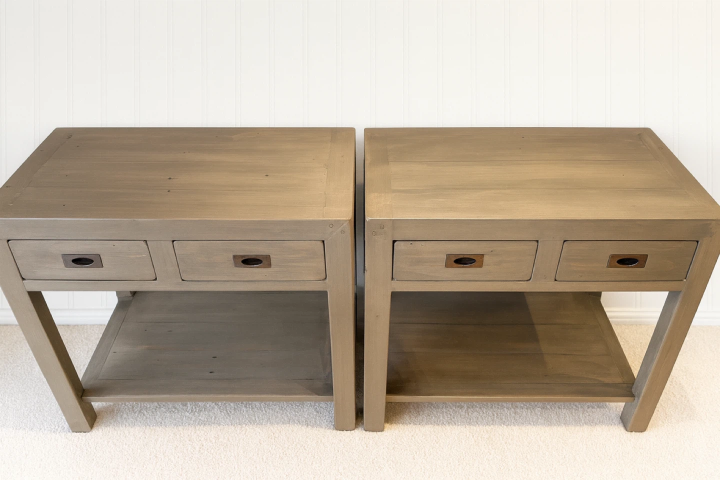 Set of 2 Solid Wood Nightstands | Built-In Outlets + USB - photo 2
