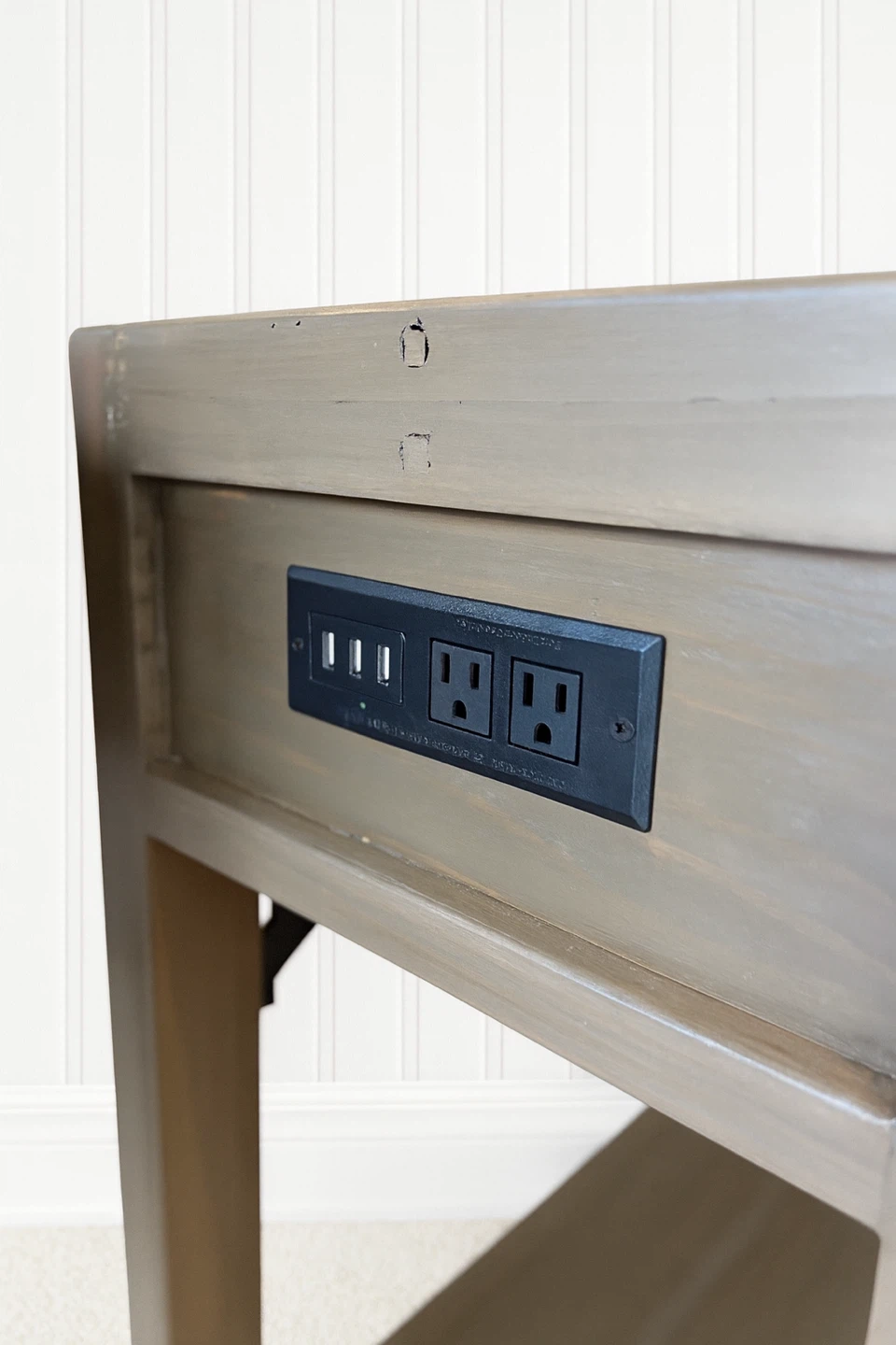Set of 2 Solid Wood Nightstands | Built-In Outlets + USB - photo 4