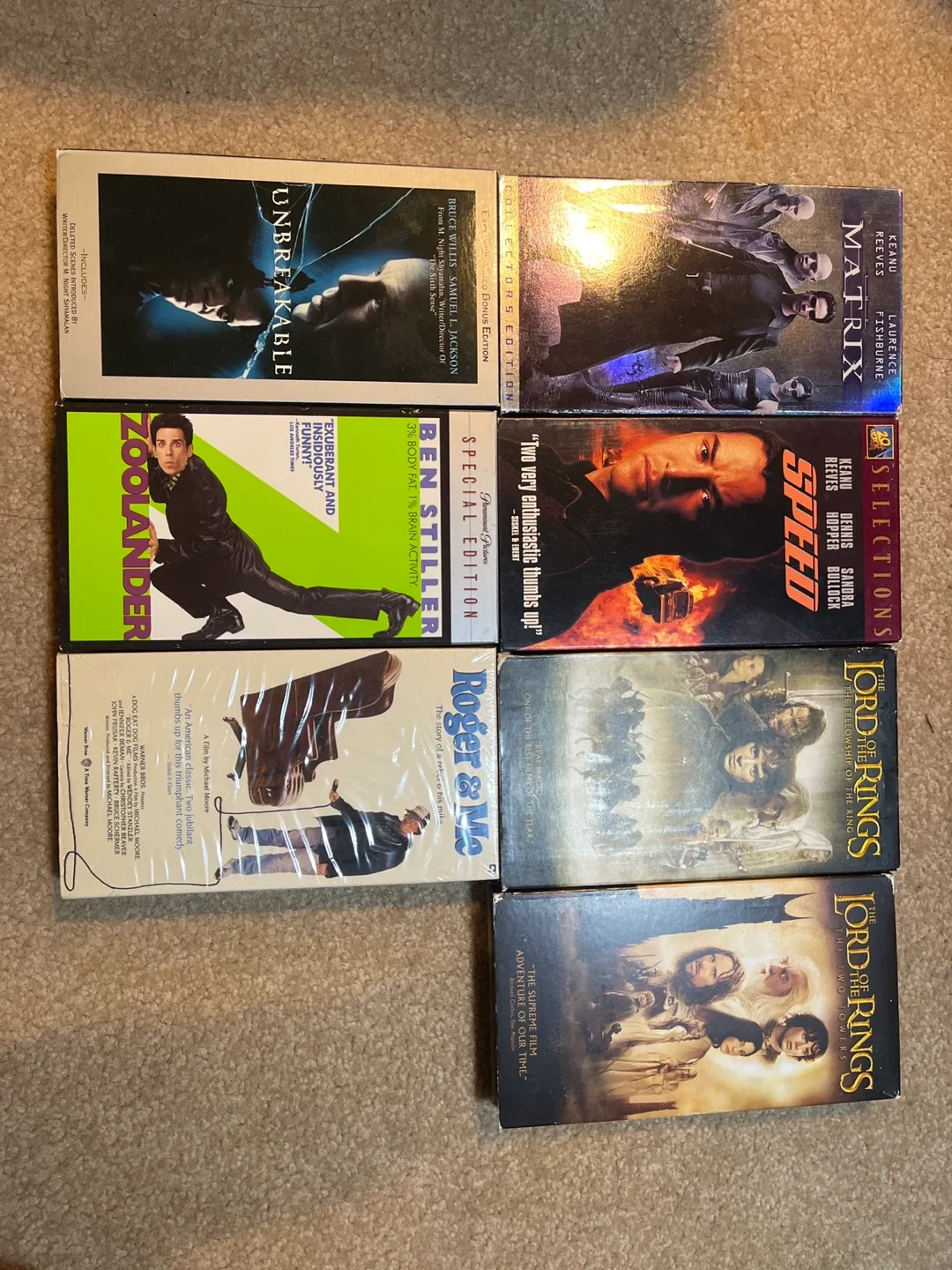 VHS Tapes: Lord of the Rings, Matrix, Speed & More