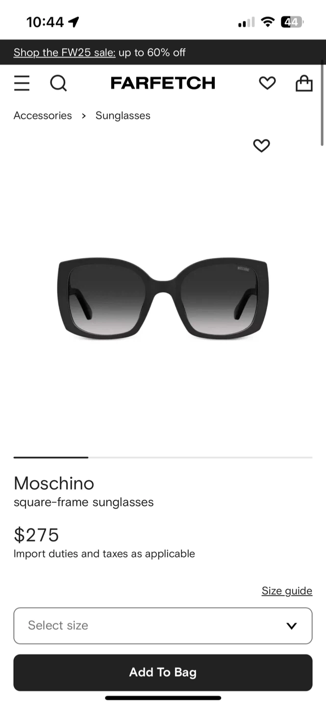Moschino Black Square Frame Sunglasses