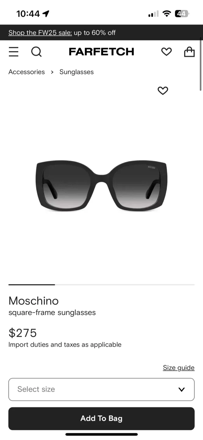 Moschino Black Square Frame Sunglasses
