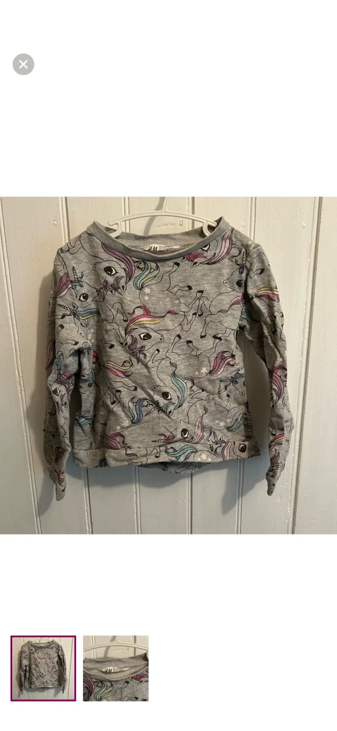 H&M Unicorn Print Sweater - Size 4-6Y