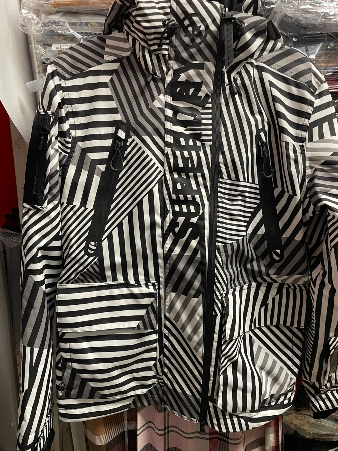 Superdry Snow Rescue Jacket - Black & White Pattern