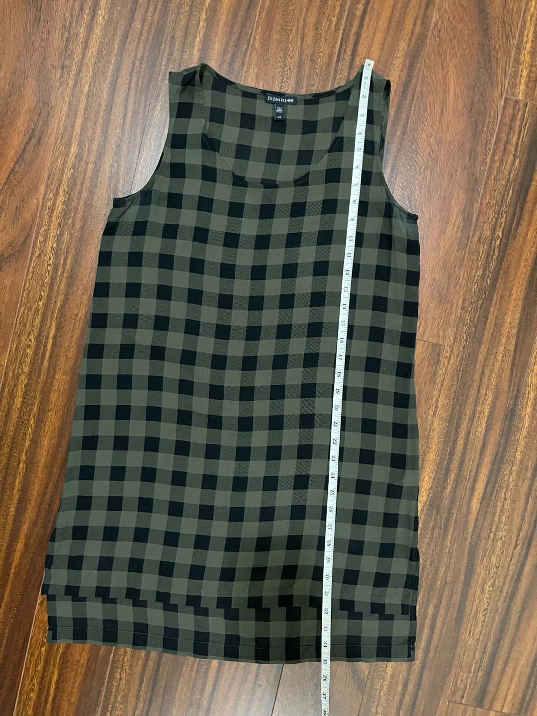 Eileen Fisher women’s small silk sleeveless tunic, olive black - photo 5