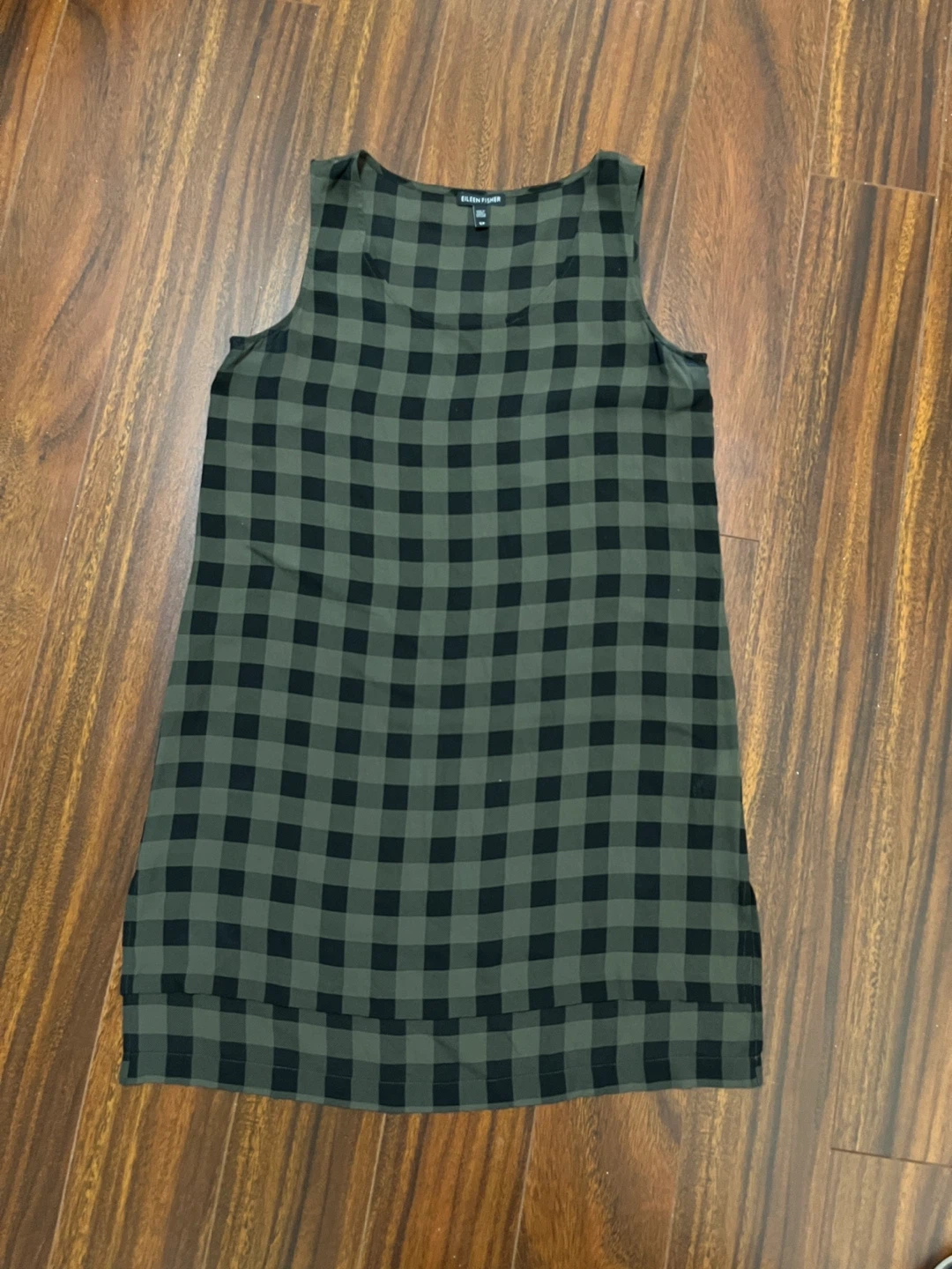 Eileen Fisher women’s small silk sleeveless tunic, olive black