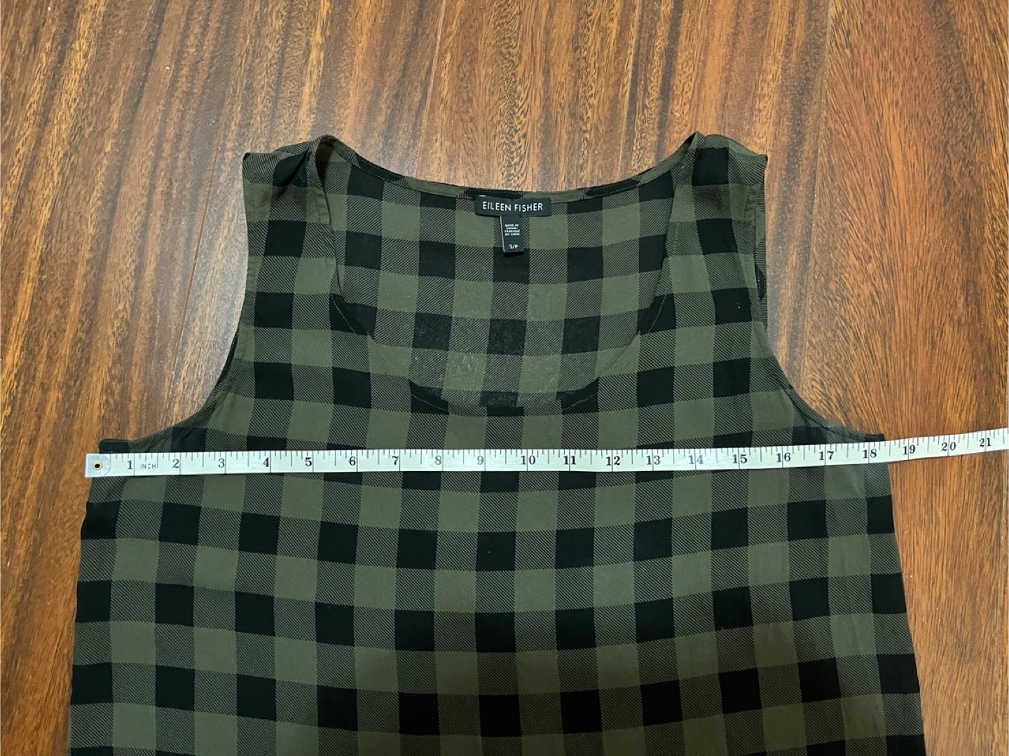 Eileen Fisher women’s small silk sleeveless tunic, olive black - photo 3