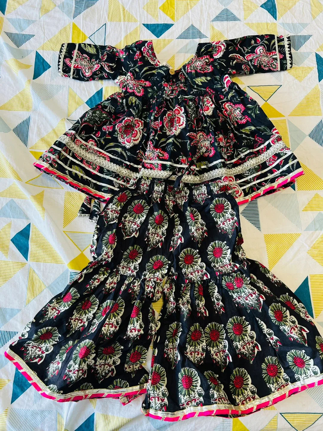 Floral Print Dress and Pants Set