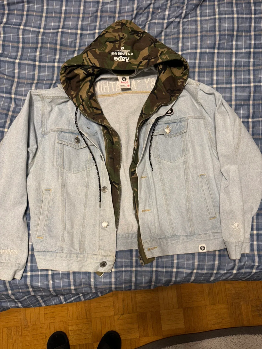 AAPE BY A BATHING APE Denim Jacket  w/ Hood- XL