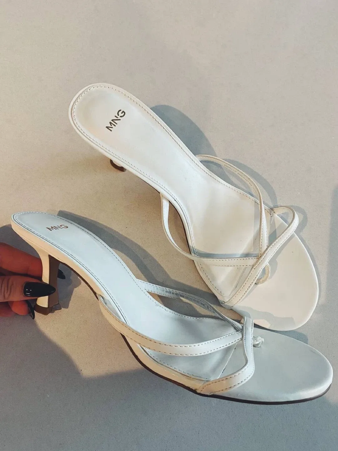 White Strappy Heeled Sandals Mango, 41 size