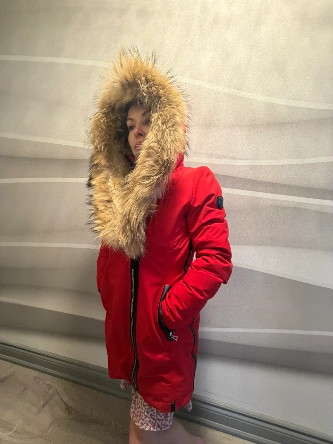 Red Mackage Winter Coat with Fur Hood