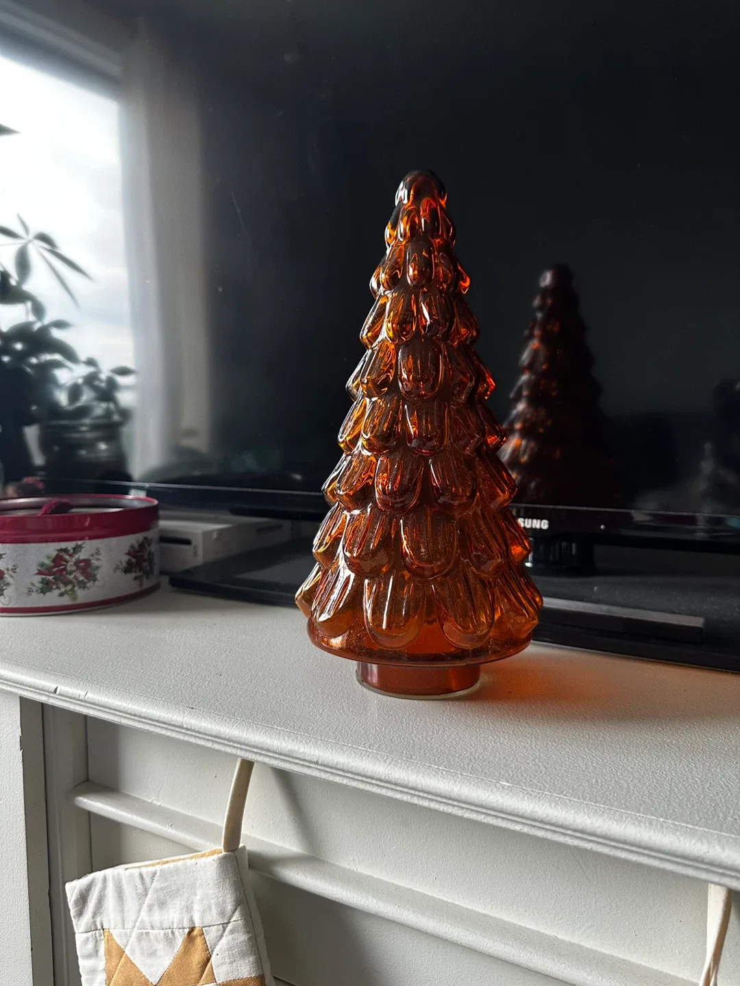 Amber Glass Christmas Tree Decoration