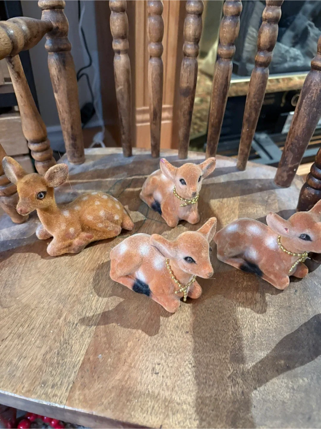 Vintage Faux Fur Deer Ornaments