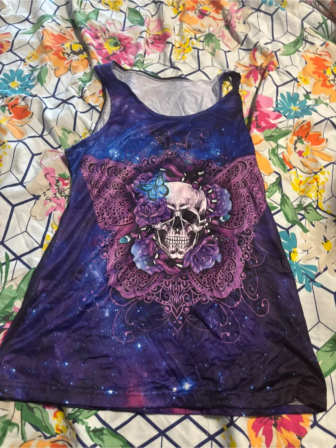 Skull & Roses Galaxy Tank Top