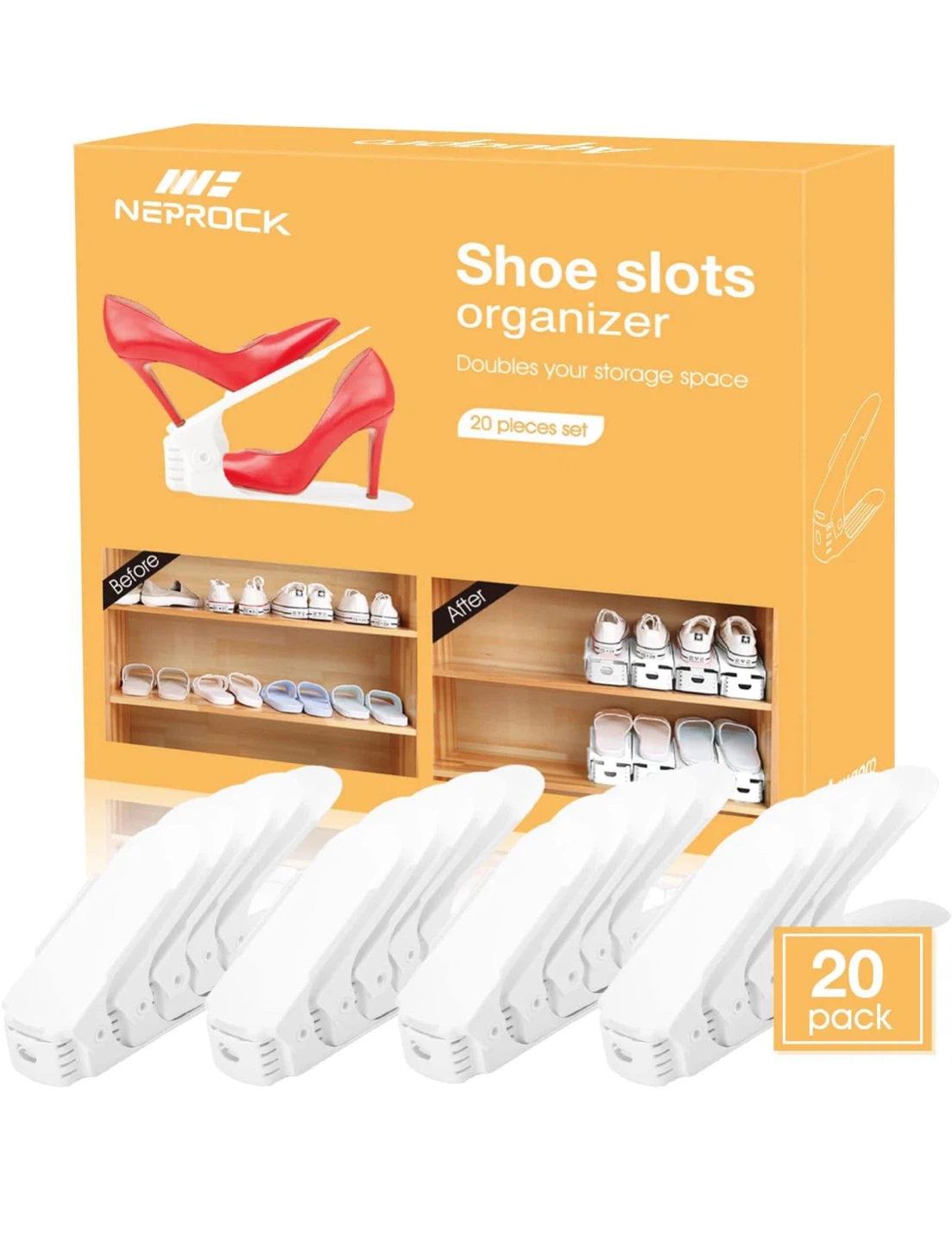 NEPROCK Shoe Slots Organizer - Doubles Storage Space
