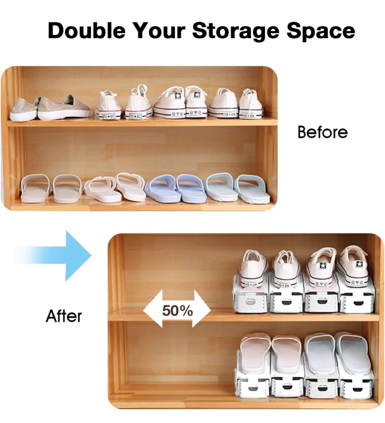 NEPROCK Shoe Slots Organizer - Doubles Storage Space - photo 5