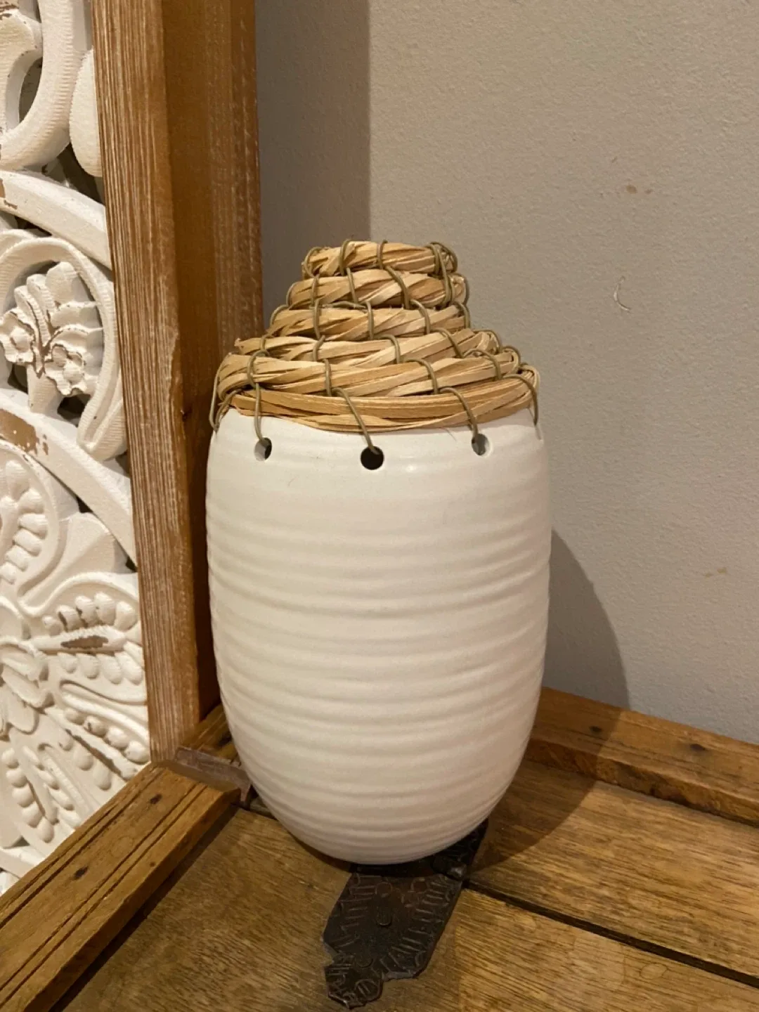 New Ceramic and Rattan Vase