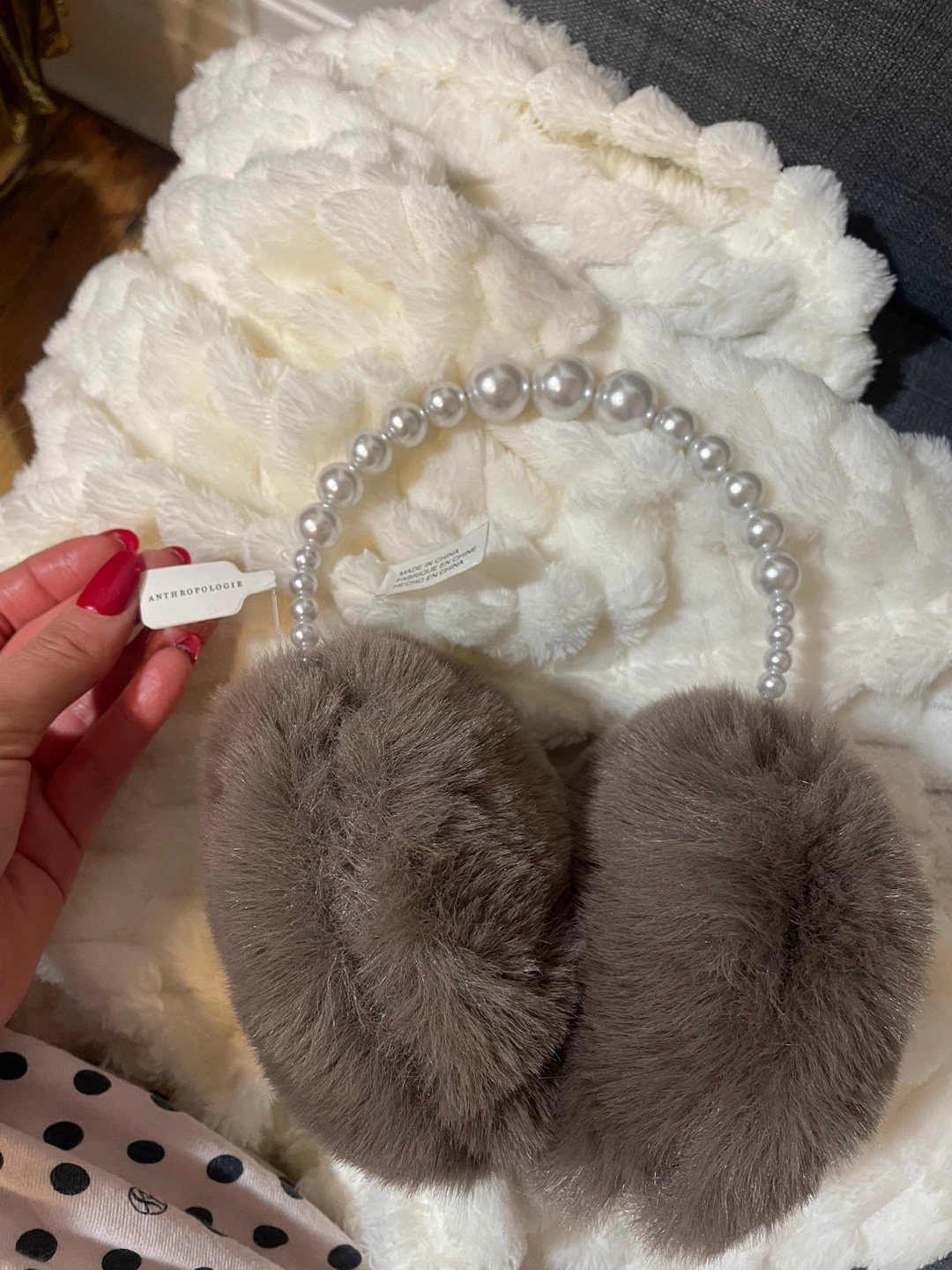 Anthropologie Faux Fur Earmuffs with Pearls - New with Tags! - photo 3