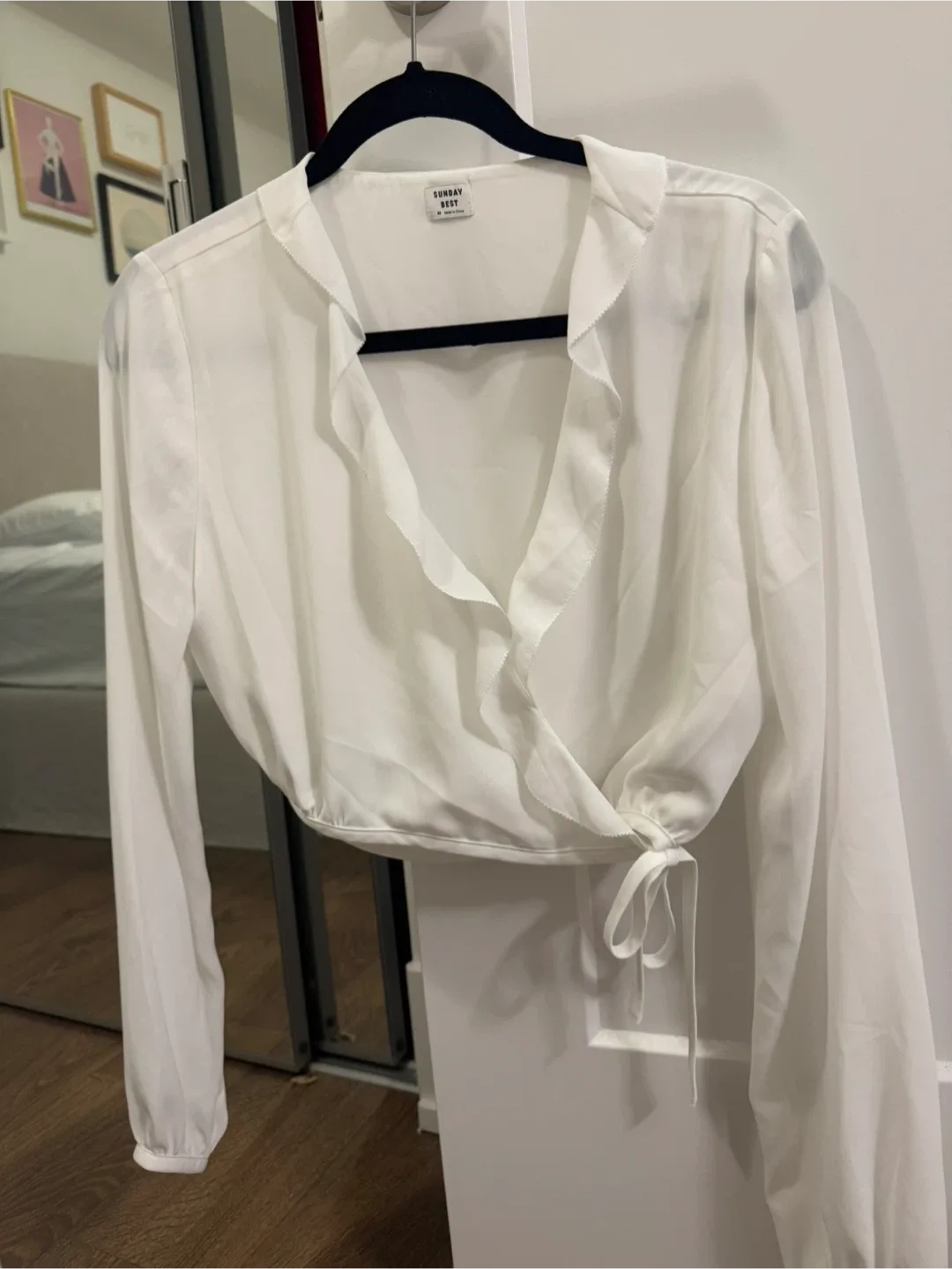 Sunday Best White Wrap Blouse - Size M