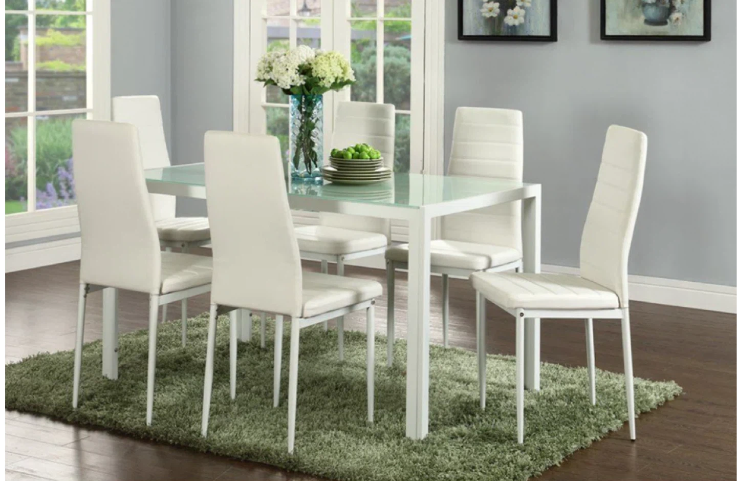 Modern White Dining Table with 6 Chairs - photo 3
