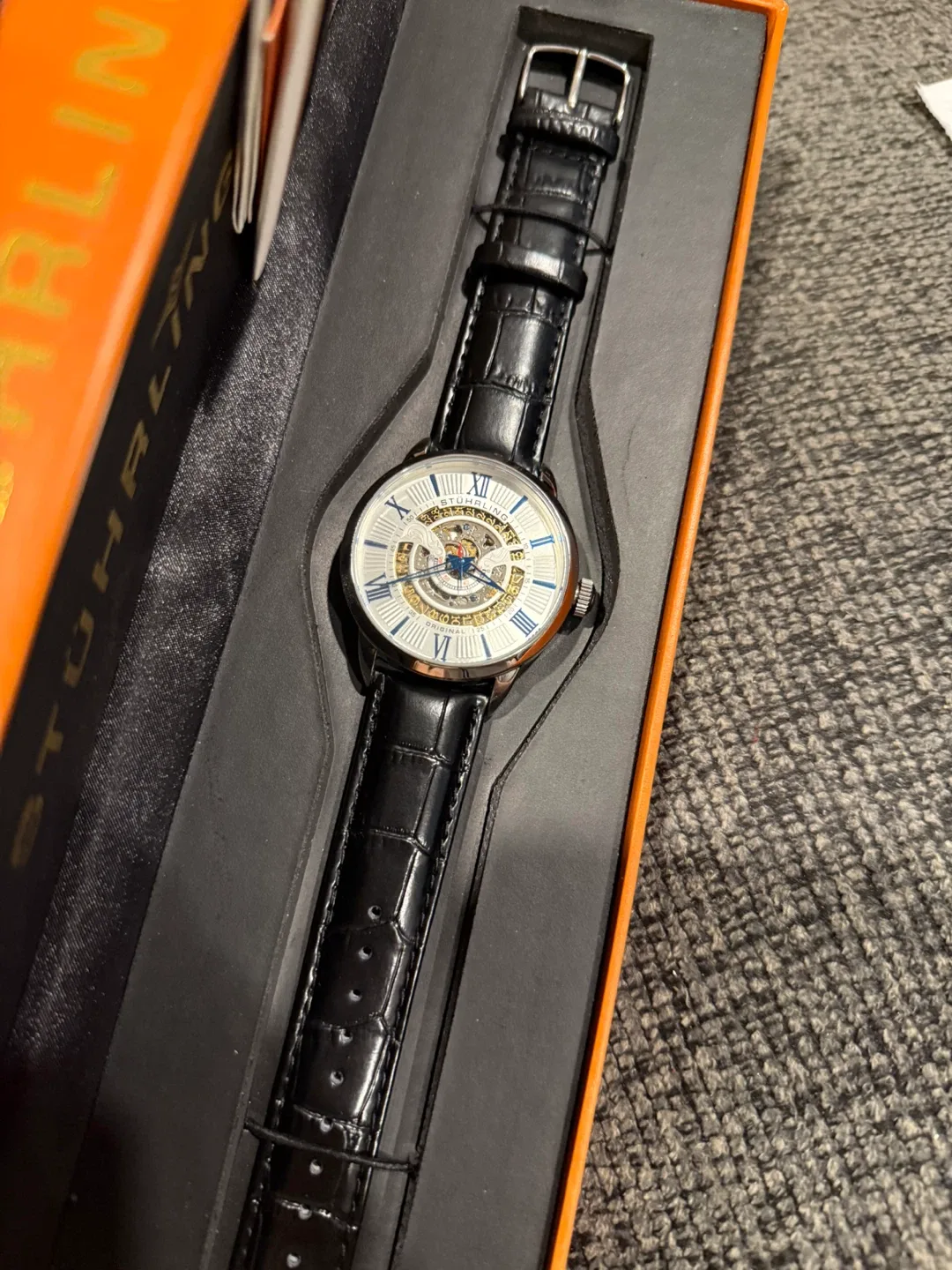 Stuhrling Original Automatic Watch - Black Leather