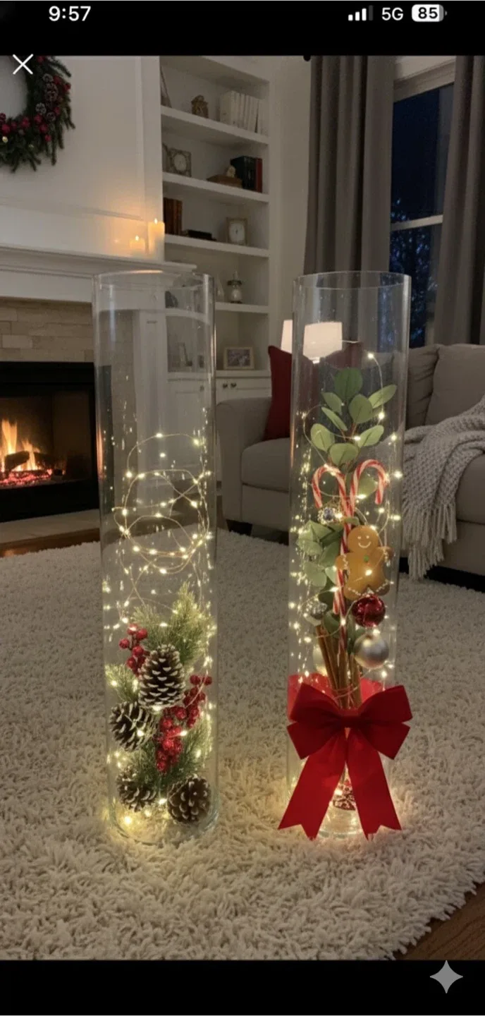 Clear Glass Cylinder Vases - Set of 2