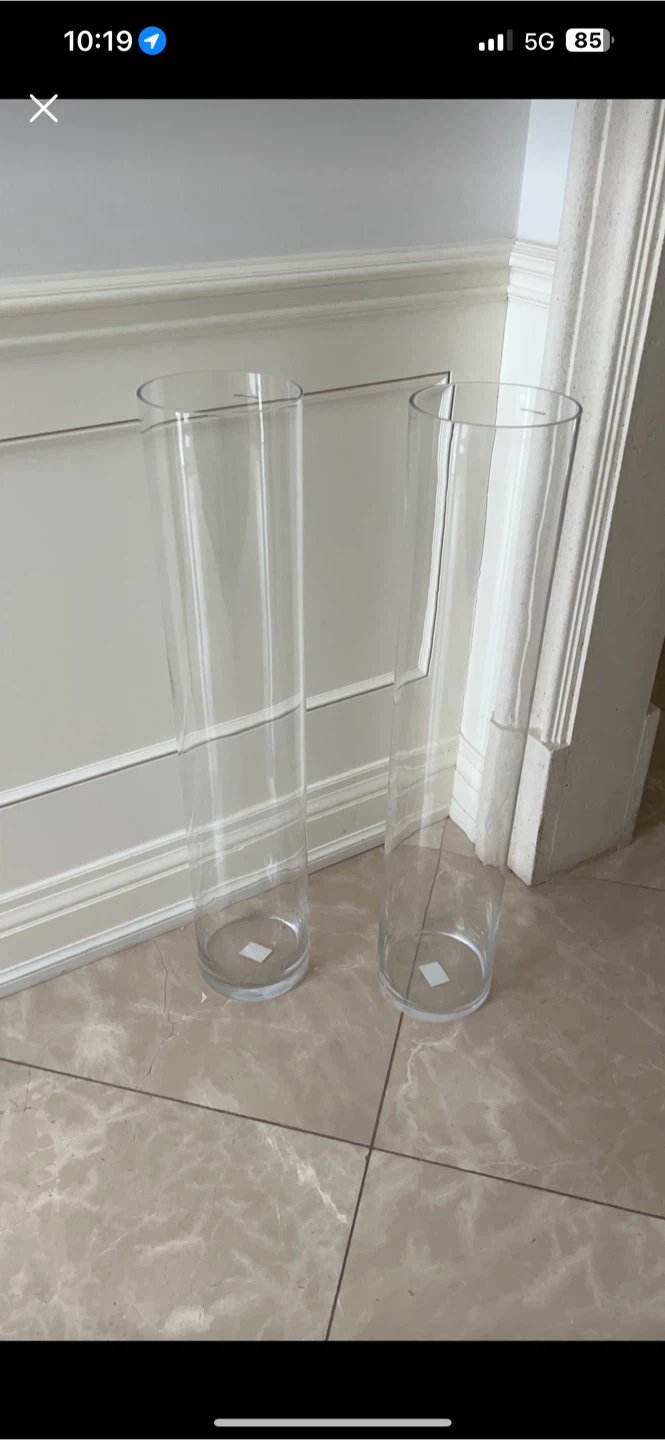 Clear Glass Cylinder Vases - Set of 2 - photo 2