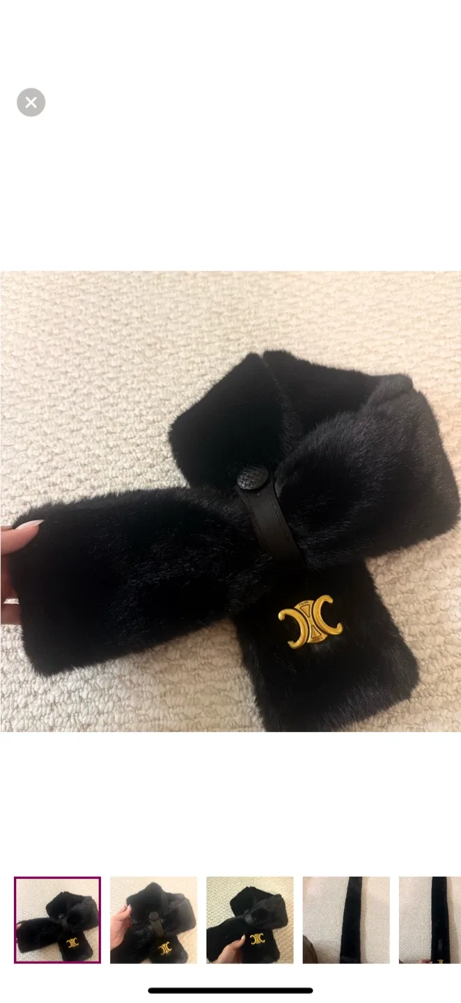 Celine Black Fur Collar