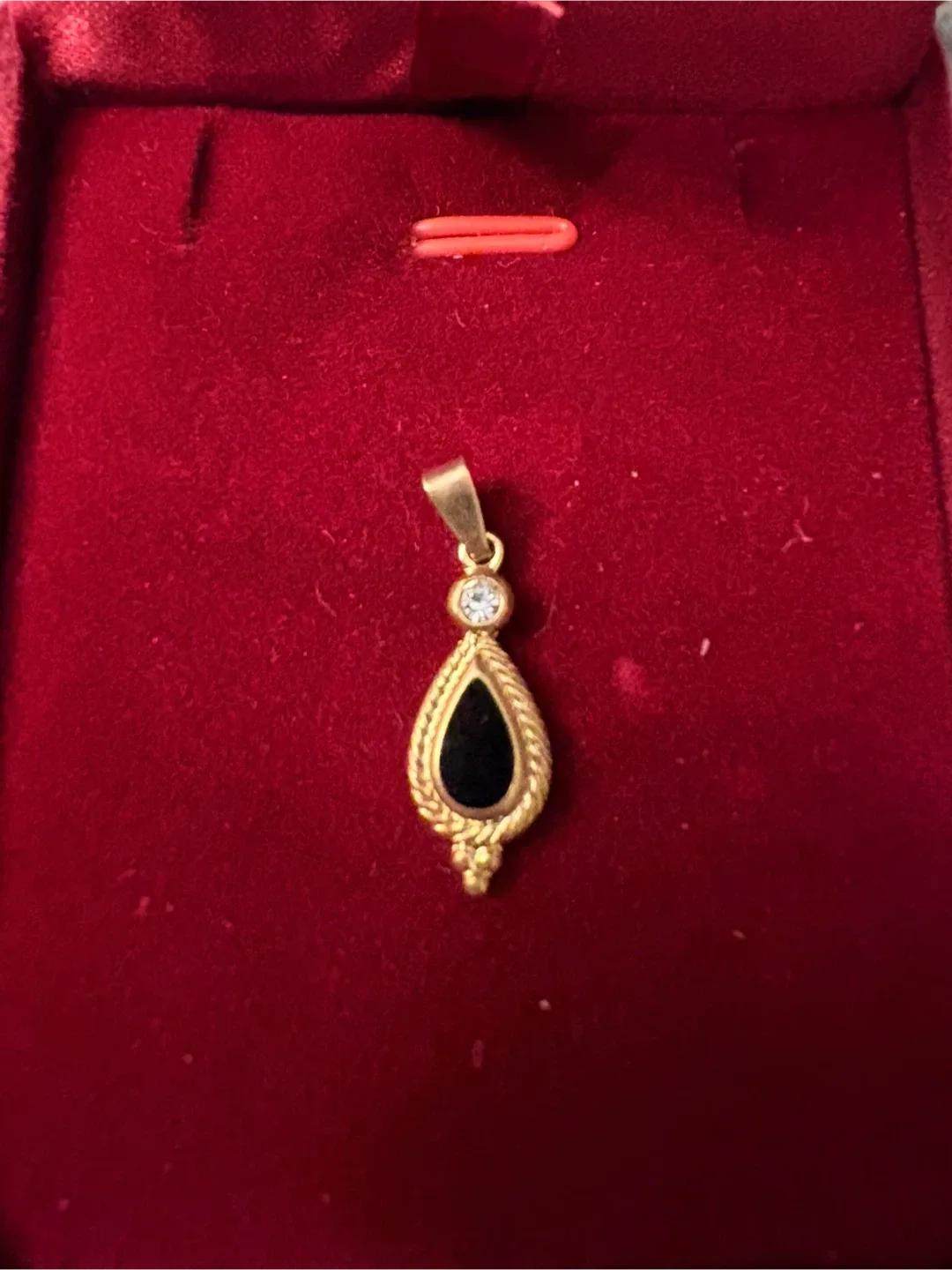 18k plated Gold Pendant with Black Stone