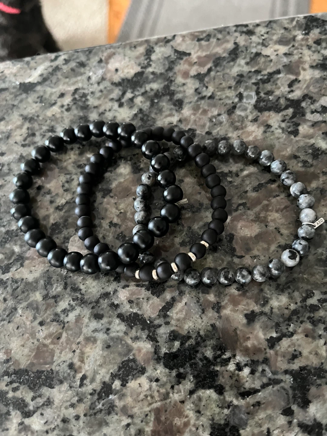 AEO Beaded Men’s Bracelet Set - Black & Grey - photo 2