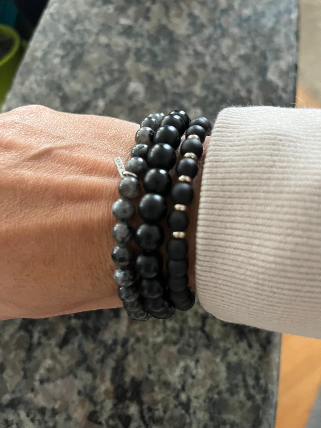 AEO Beaded Men’s Bracelet Set - Black & Grey - photo 3