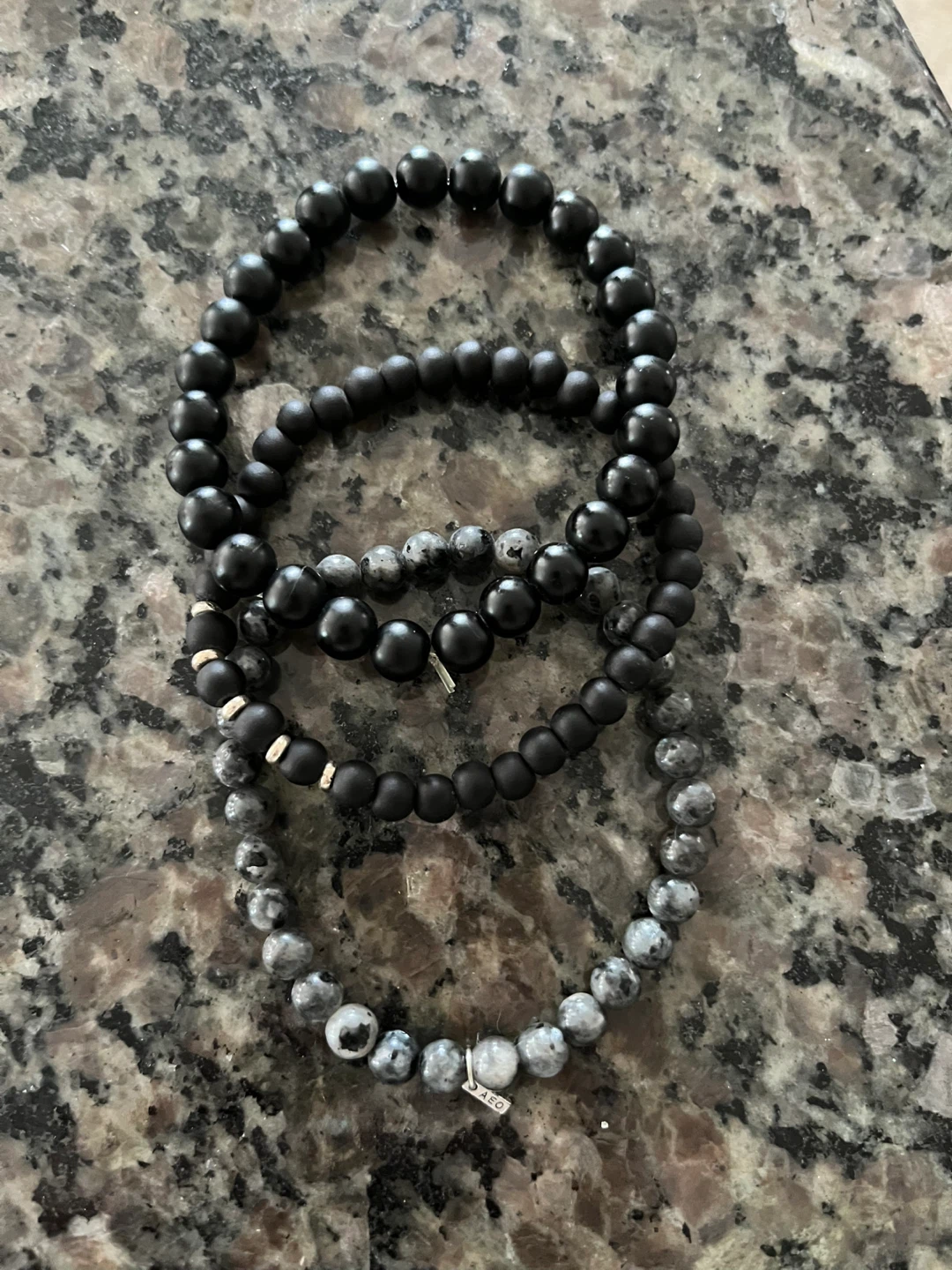 AEO Beaded Men’s Bracelet Set - Black & Grey