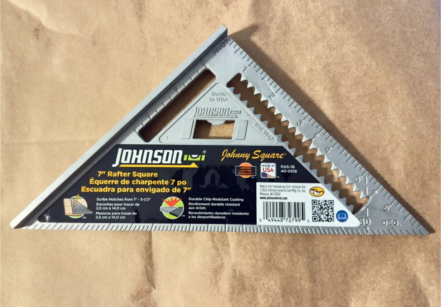 Johnson 7” Rafter Square (Johnny Square) - Made in the USA