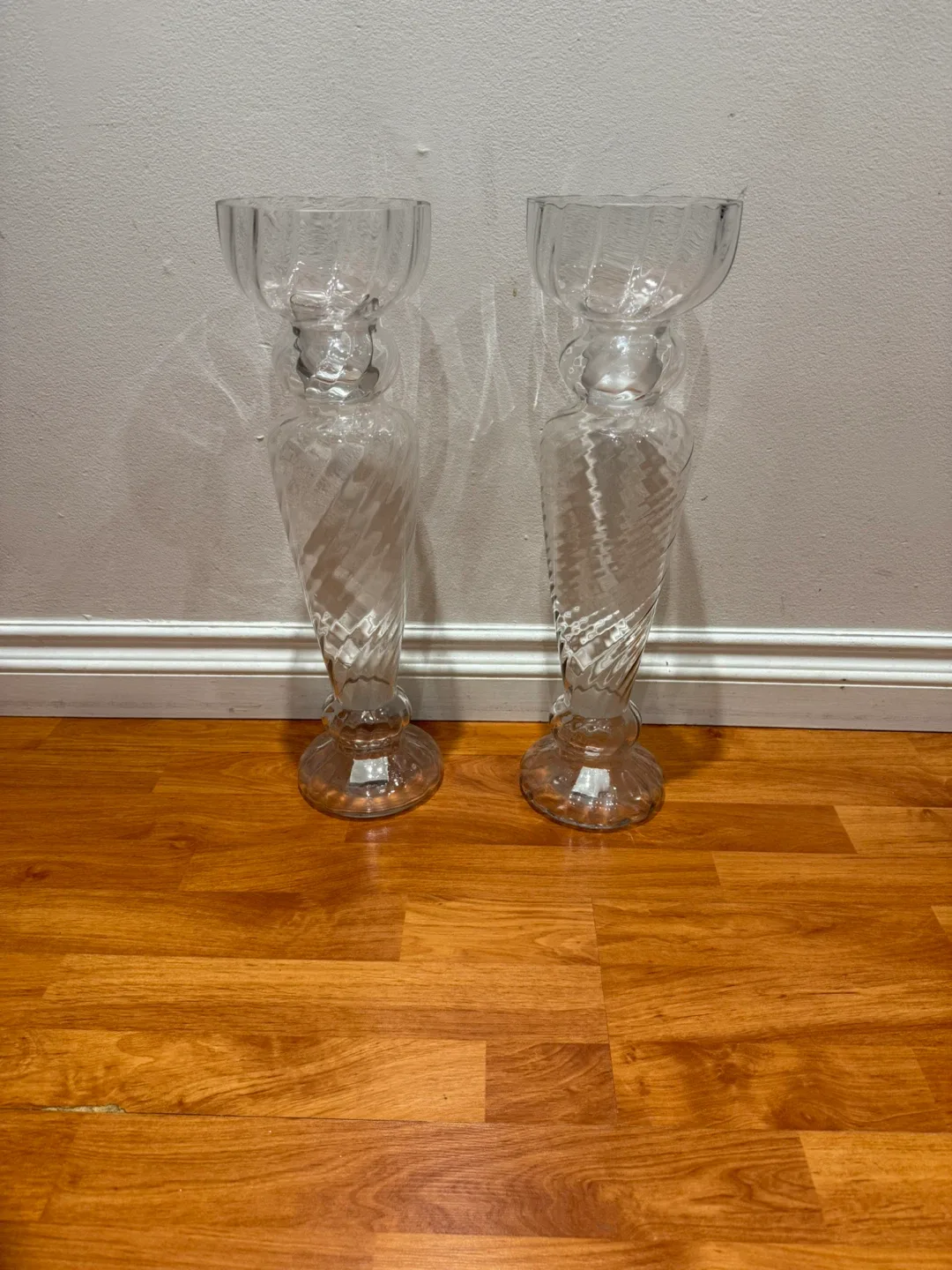 Pair of Clear Glass Vases