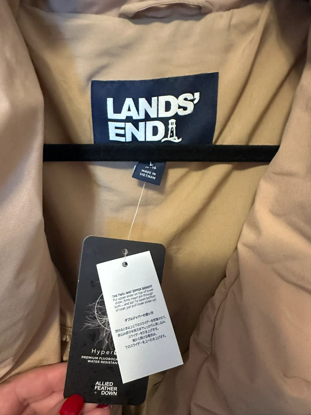 Lands' End Women's Puffer Jacket Size L Beige Neutral - photo 4