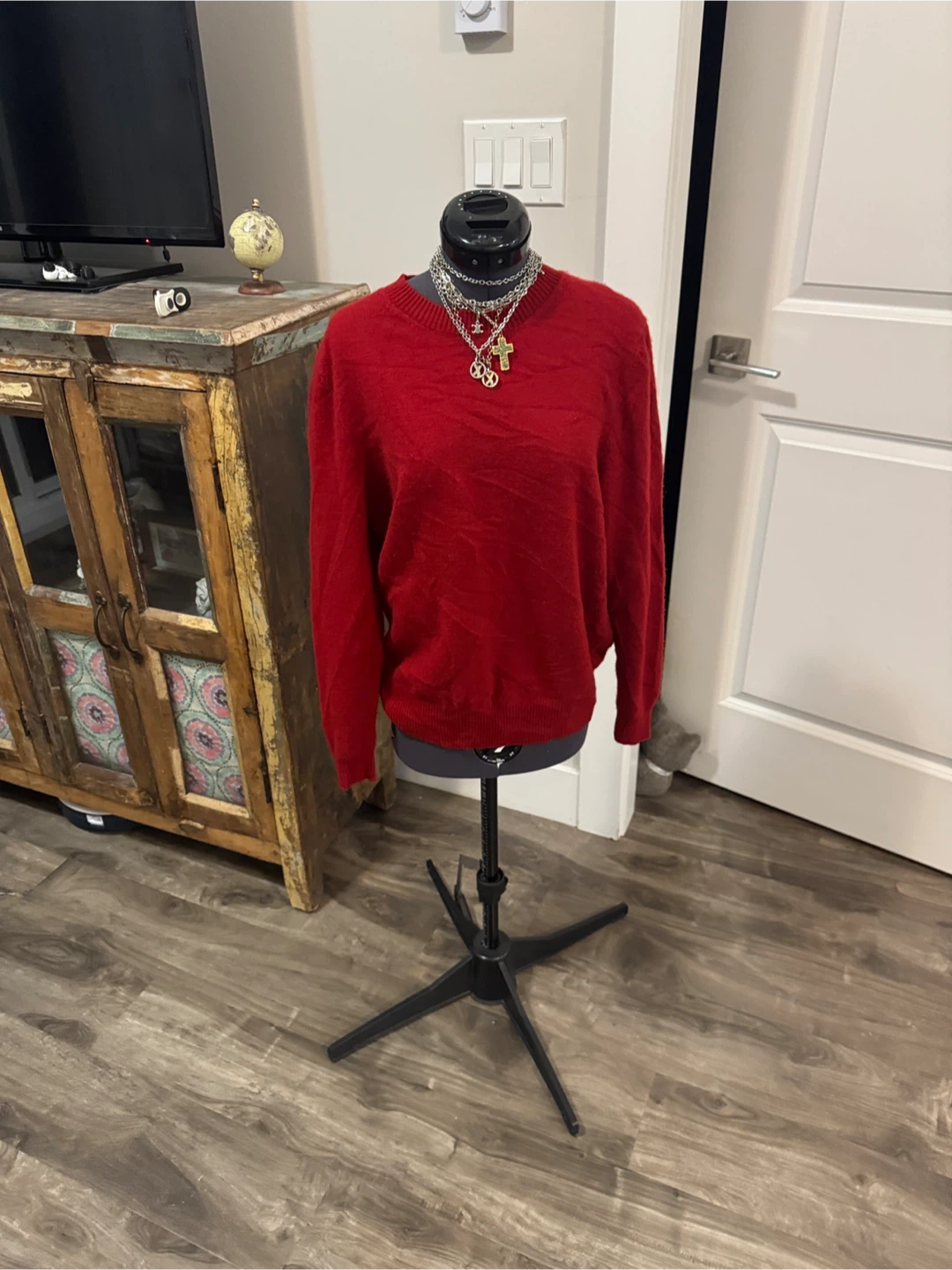Red 100% cashmere holiday Sweater - photo 3