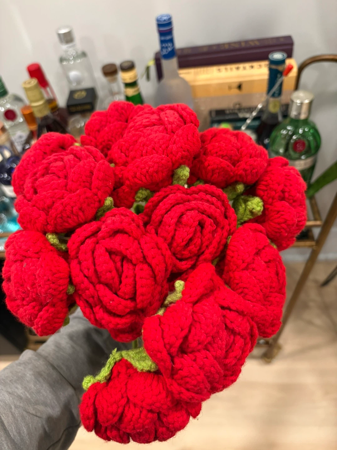 Red crochet Rose Bouquet