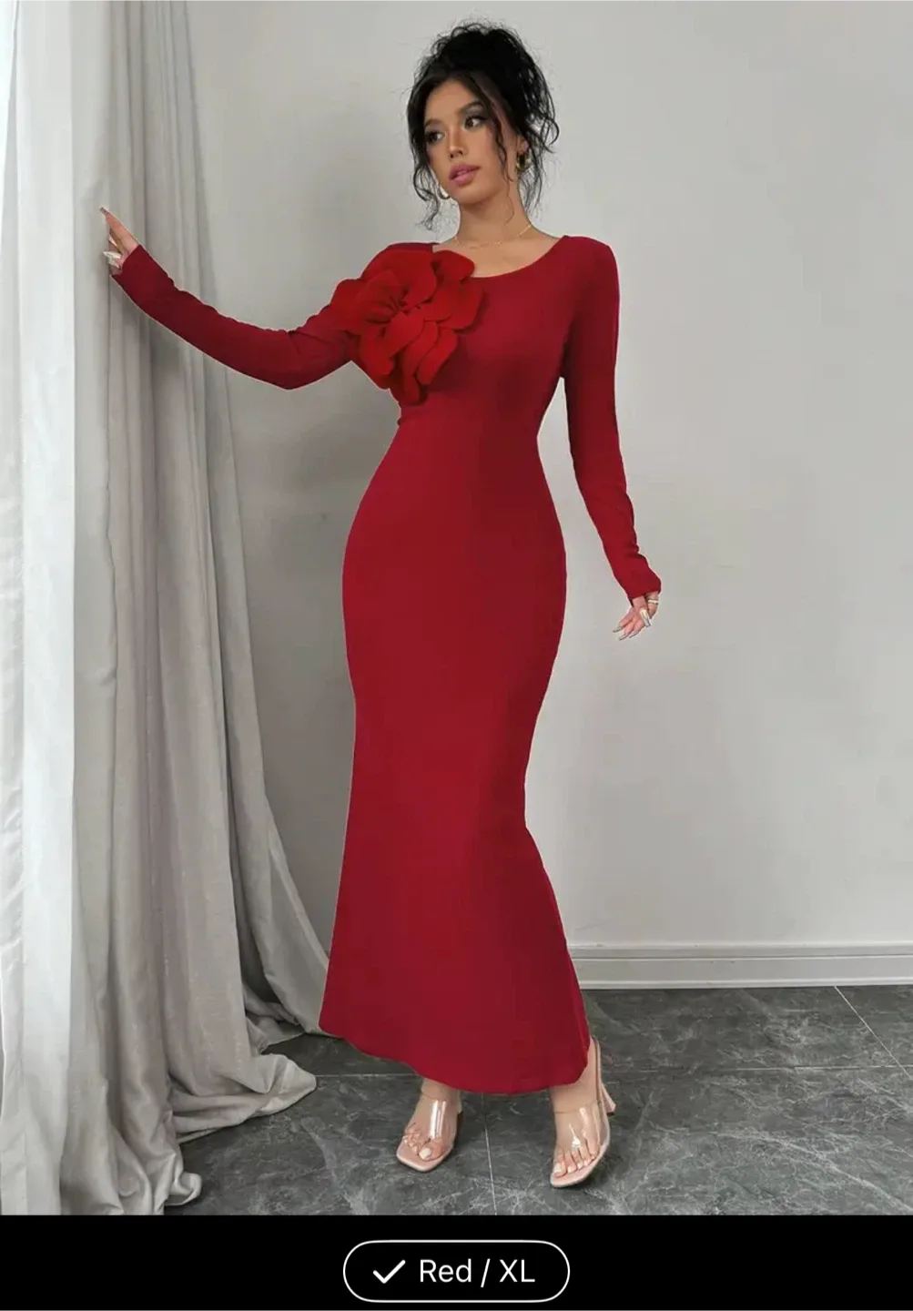 Red Long Sleeve Maxi Dress - Size XL US 12