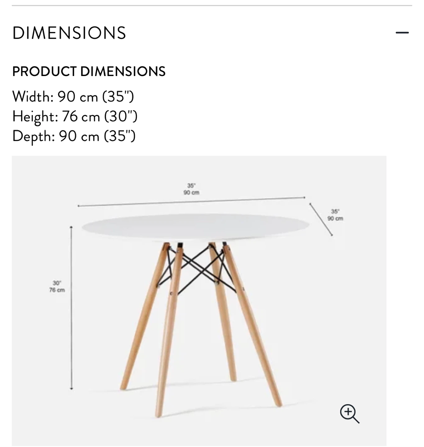 Eiffel Round Dining Table - White, 35" - photo 5