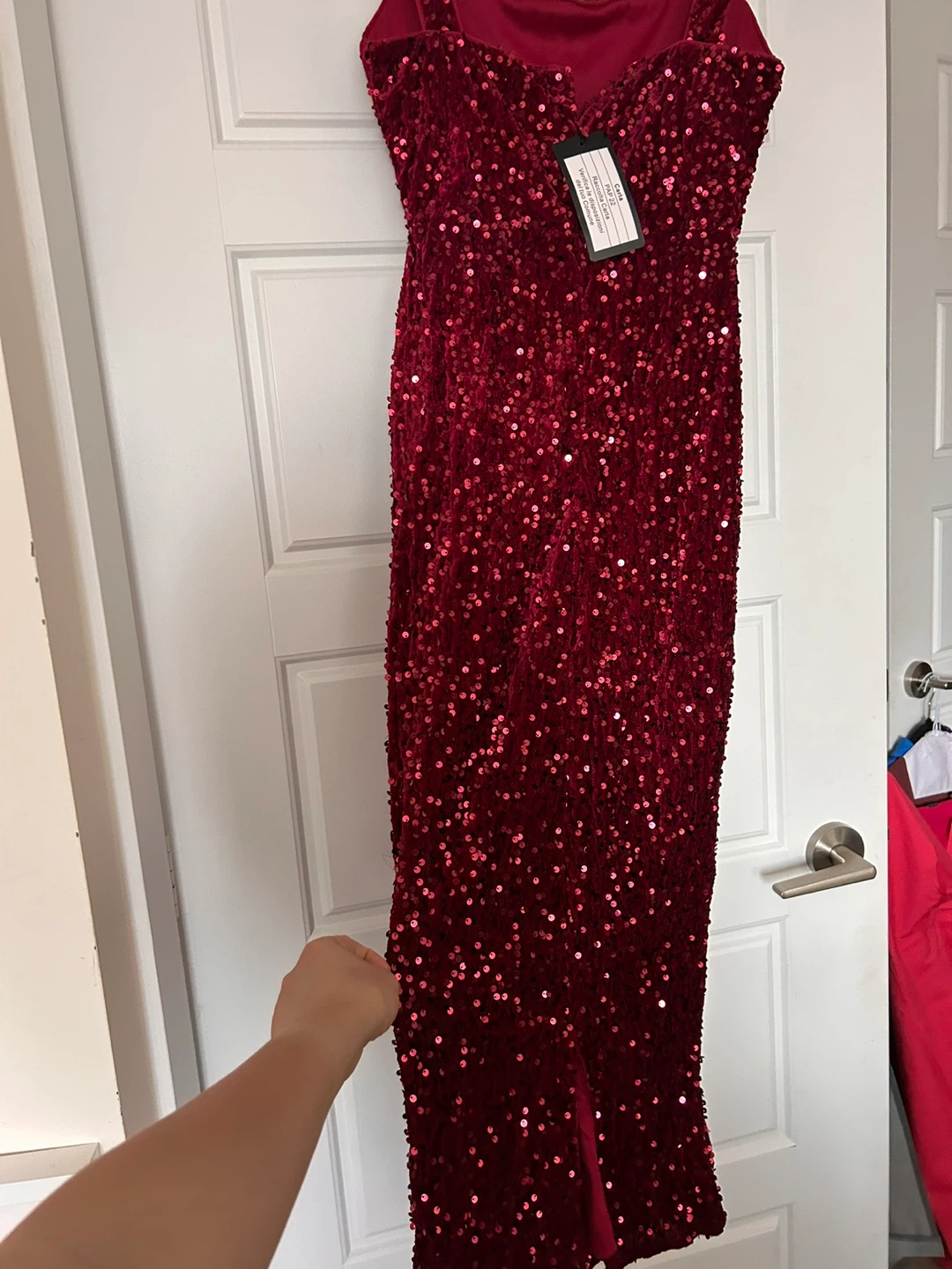 Red Sequin Dress on Velvet - photo 2