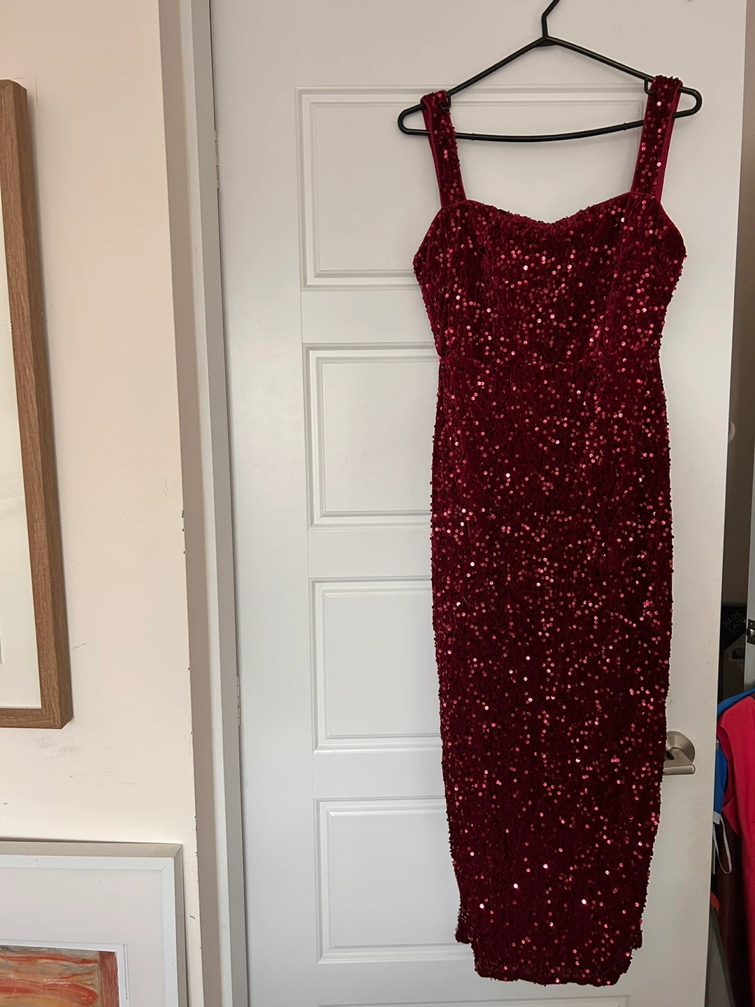 Red Sequin Dress on Velvet
